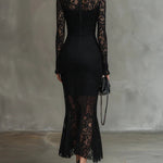 Elegante maxijurk van kant met vissenstaartzoom en slank silhouet voor dames