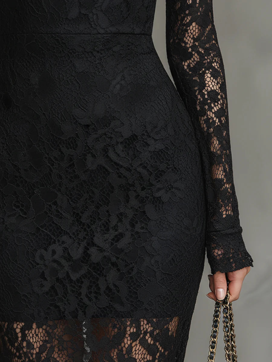 Elegante maxijurk van kant met vissenstaartzoom en slank silhouet voor dames