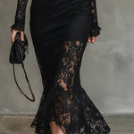 Elegante maxijurk van kant met vissenstaartzoom en slank silhouet voor dames
