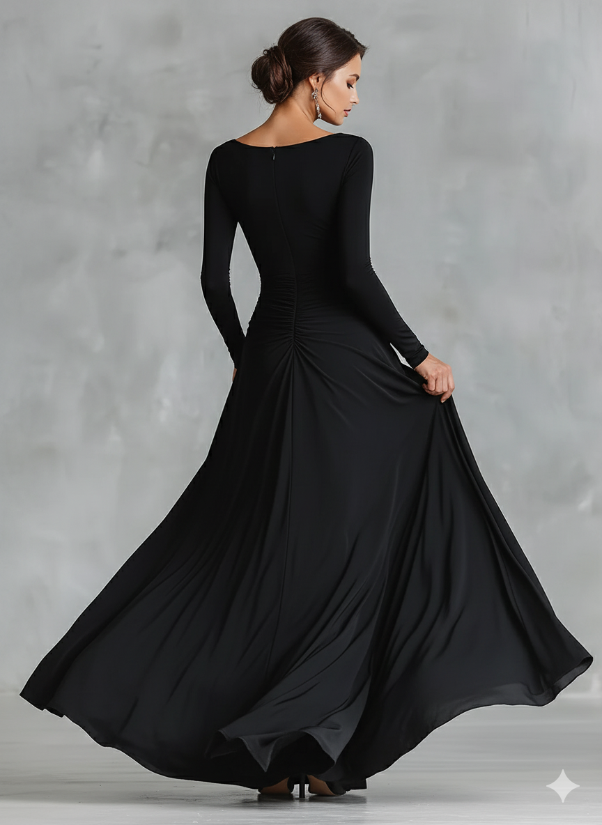 Rubi dames maxi-jurk met boothals en plooidetail