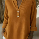 Puck henley-top met structuur en knopen
