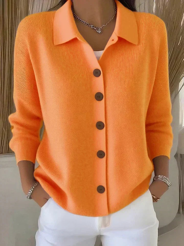 Hester dames knoopvest met col