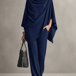 Seraphine dames tweedelige set met drapering en wijde pijpen