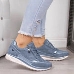 Comfortabele damessneakers met orthopedische zolen, veters en handige zijrits