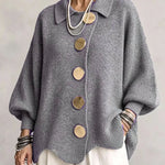 Bente oversized vest met goudkleurige knopen