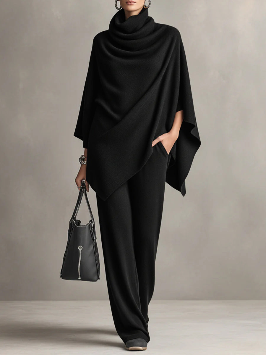 Seraphine dames tweedelige set met drapering en wijde pijpen