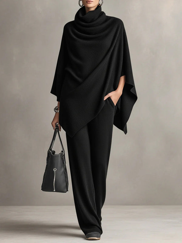 Seraphine dames tweedelige set met drapering en wijde pijpen