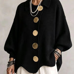 Bente oversized vest met goudkleurige knopen