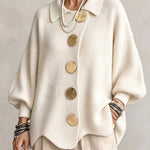 Bente oversized vest met goudkleurige knopen