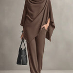 Seraphine dames tweedelige set met drapering en wijde pijpen