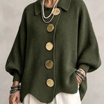 Bente oversized vest met goudkleurige knopen