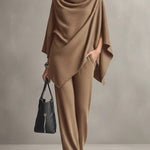 Seraphine dames tweedelige set met drapering en wijde pijpen