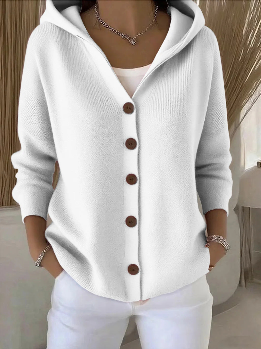Carmen dames knoopvest met capuchon