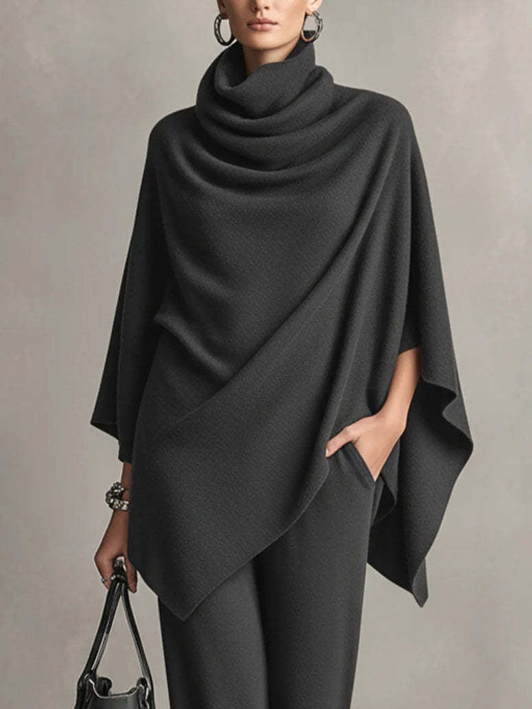 Seraphine dames tweedelige set met drapering en wijde pijpen