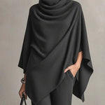 Seraphine dames tweedelige set met drapering en wijde pijpen