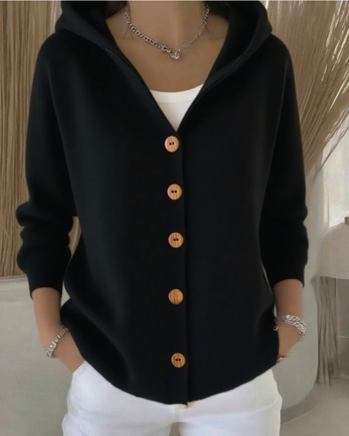 Carmen dames knoopvest met capuchon