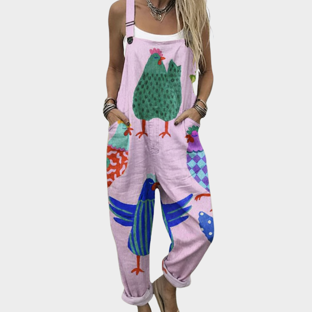 Zomerse dames tuinbroek met bloemenprint, lichte stof en soepele val