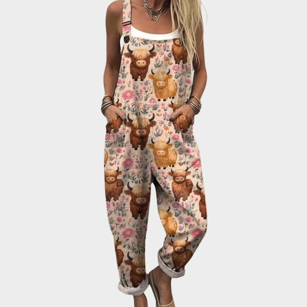 Luchtige dames jumpsuit met bloemenprint, dunne stof en soepele val
