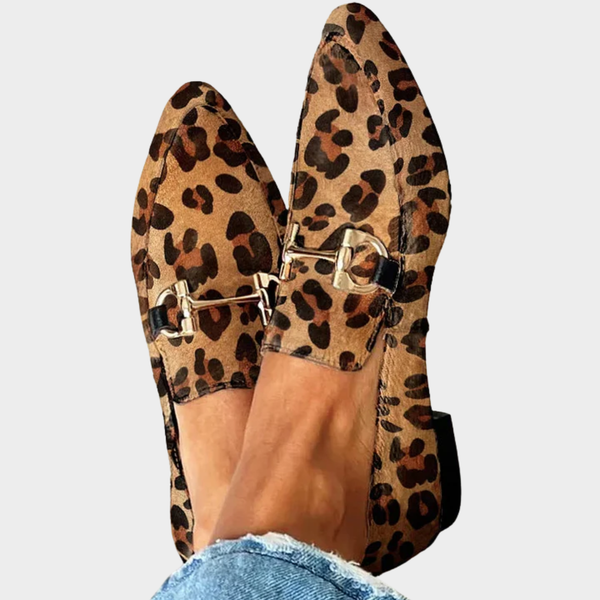 Elegante dames mocassins met luipaardprint in bruin, handgemaakt en comfortabel