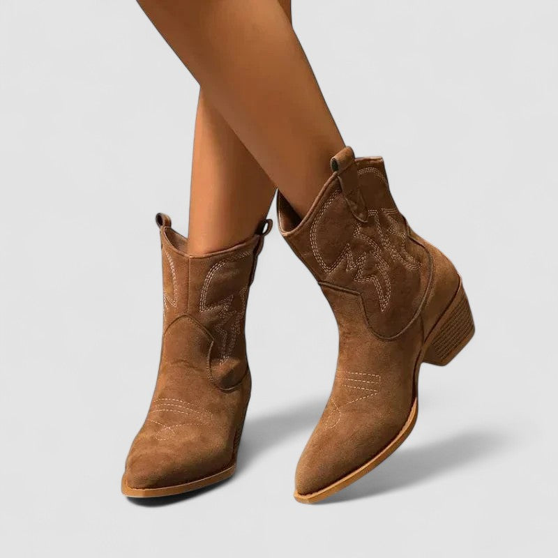 Bregje dames geborduurde western enkellaarsjes