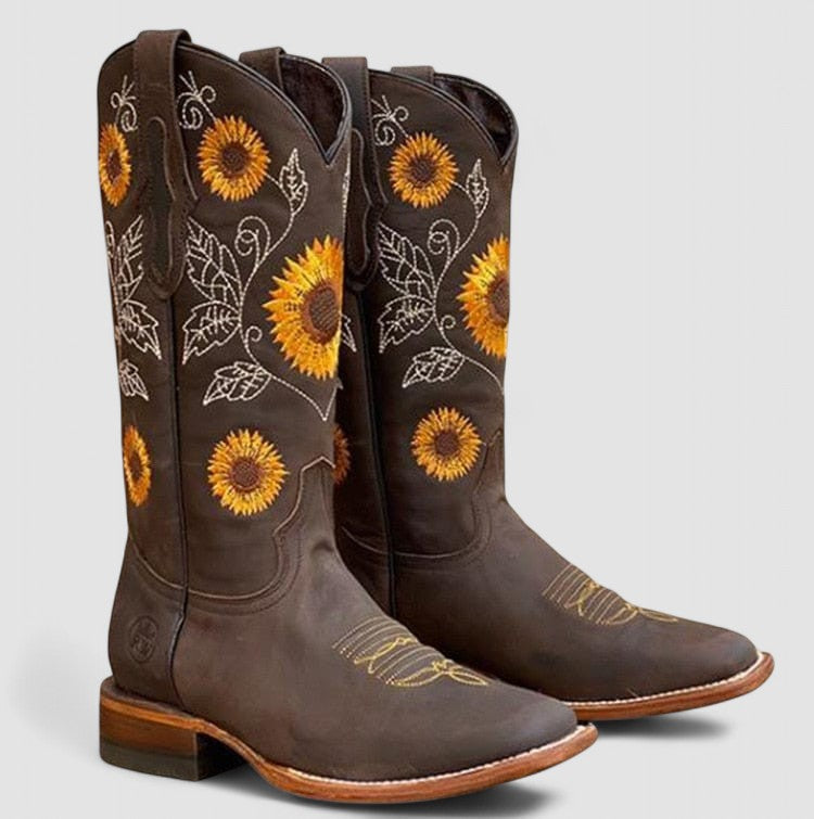 Janne dames westernlaarzen met bloemenborduursel