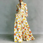 Lanna dames maxi-jurk met bloemenprint en knopen