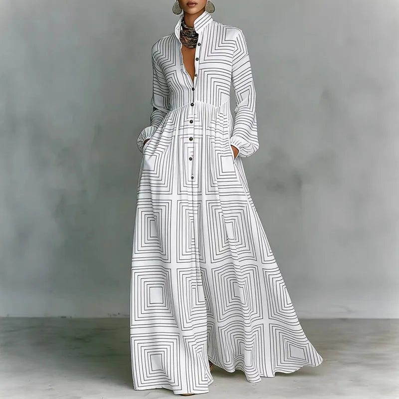 Lanna dames maxi-jurk met bloemenprint en knopen
