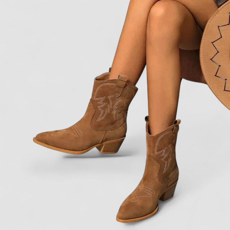 Bregje dames geborduurde western enkellaarsjes