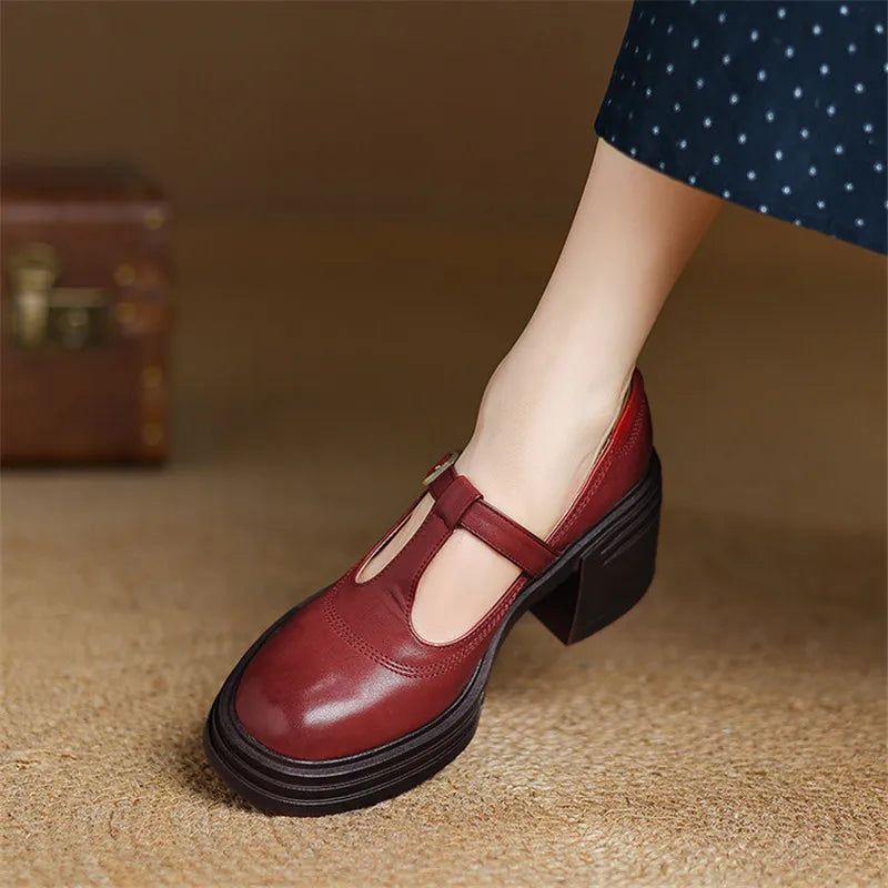 Tessa dames mary jane schoenen met blokhak