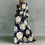Lanna dames maxi-jurk met bloemenprint en knopen