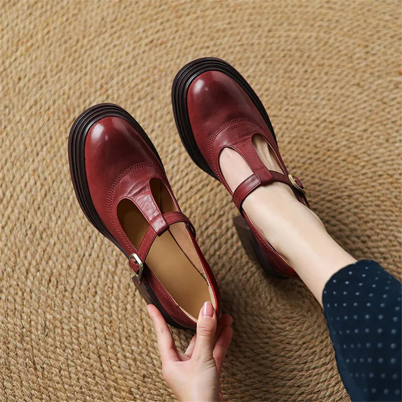Tessa dames mary jane schoenen met blokhak