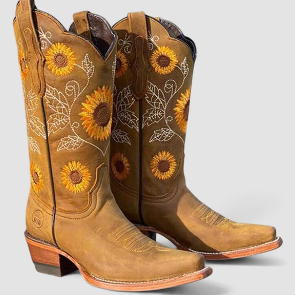 Janne dames westernlaarzen met bloemenborduursel