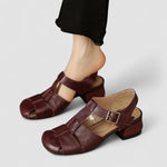 Sanne dames mary jane schoenen met uitsparing en lage hak