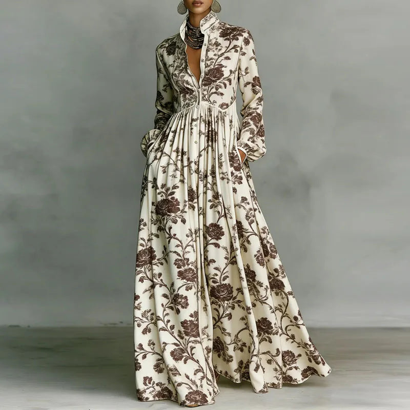 Lanna dames maxi-jurk met bloemenprint en knopen