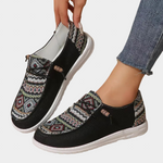 Lichte dames schoenen met kleurrijke bohemian print en zachte gedempte zool