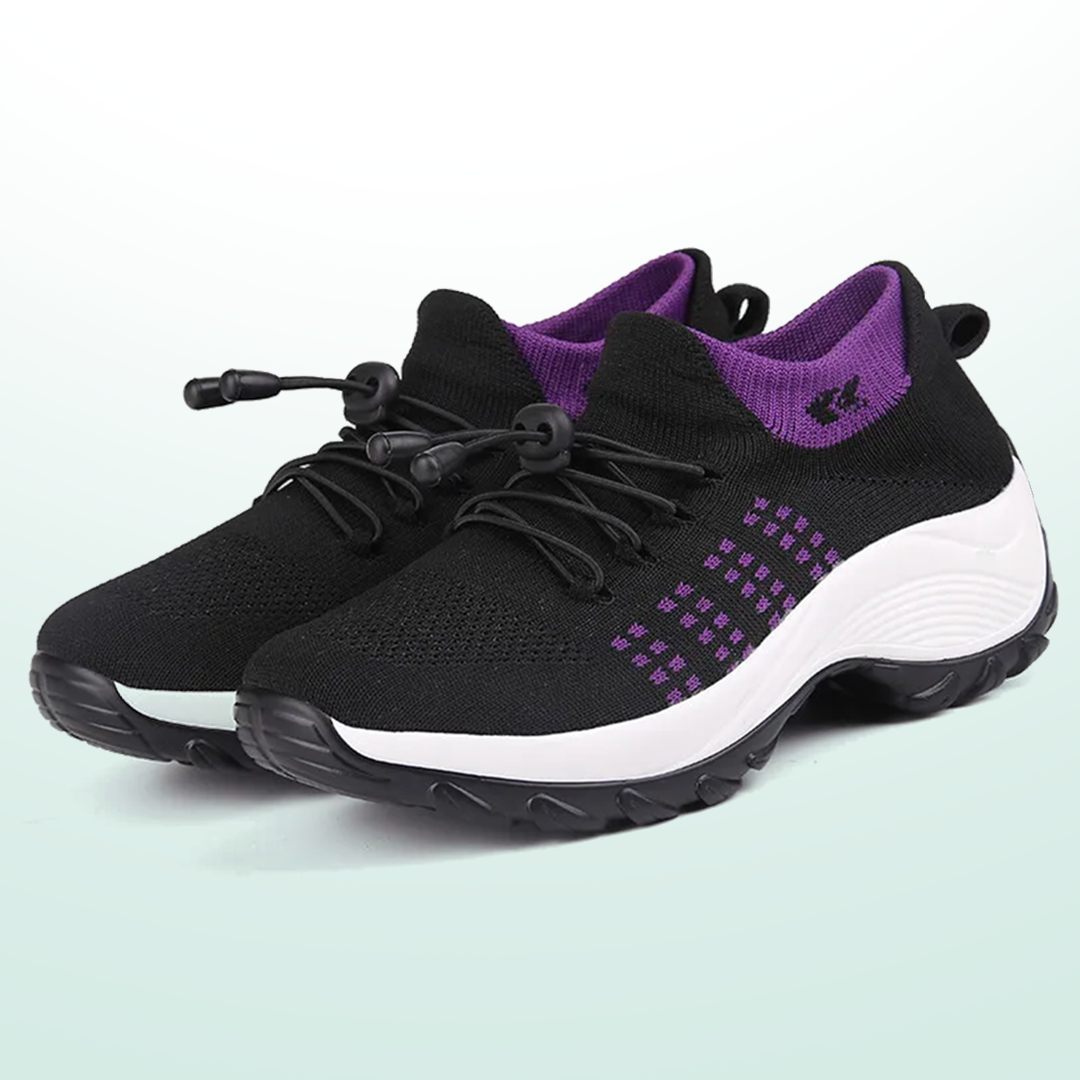 Heleen paars-zwarte comfortschoenen