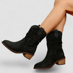 Imke dames western enkellaarsjes met geplooide schacht