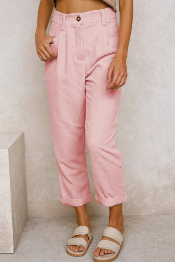 Tijdloze casual damesbroek met hoge taille, ruime pasvorm en diepe steekzakken