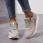 Comfortabele damessneakers met orthopedische zolen, veters en handige zijrits