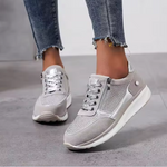 Comfortabele damessneakers met orthopedische zolen, veters en handige zijrits