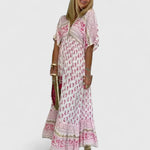 Lange comfortabele maxi jurk met kleurrijke boho print en ruime luchtige val