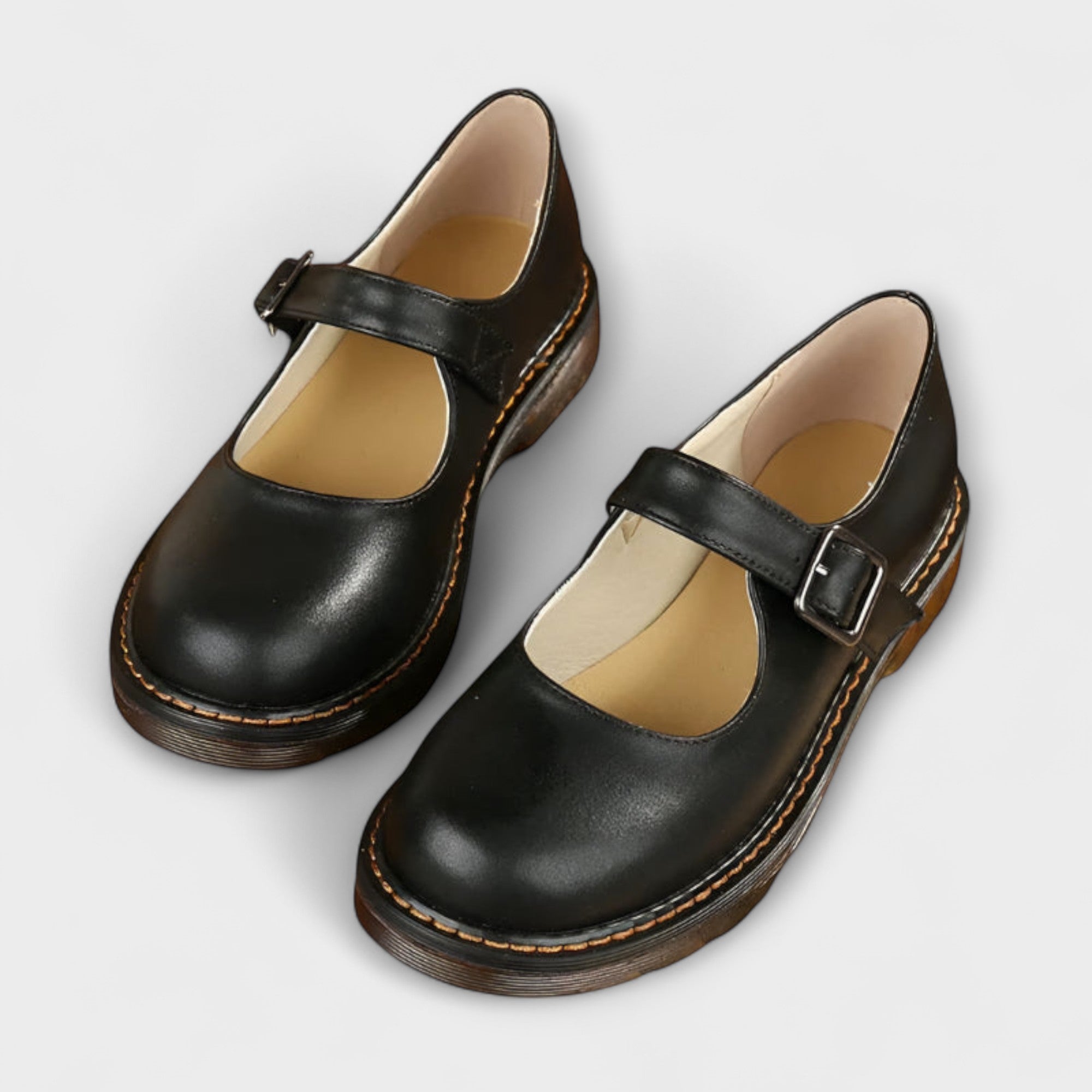 Jolien dames mary jane schoenen met contraststiksels en gesp