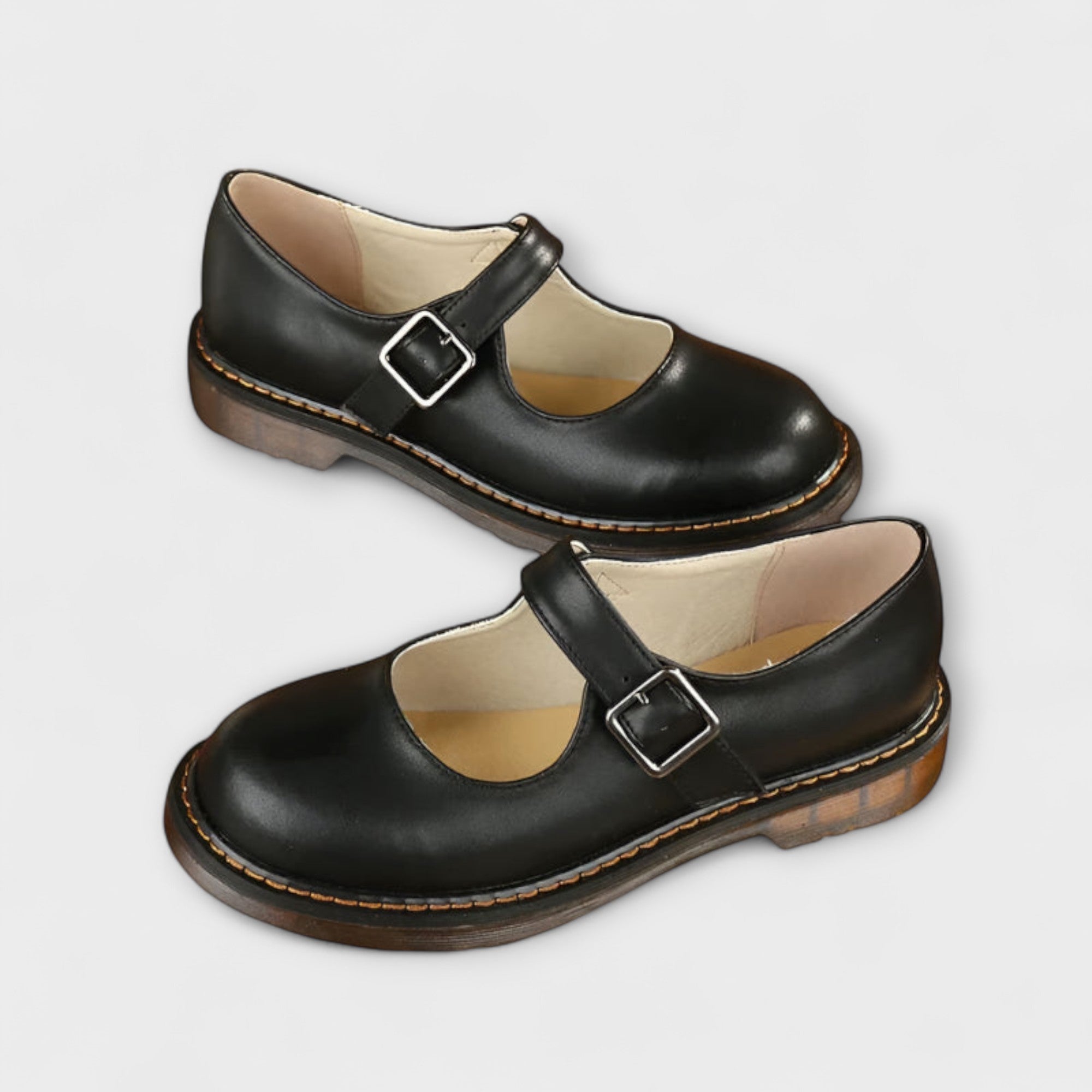 Jolien dames mary jane schoenen met contraststiksels en gesp