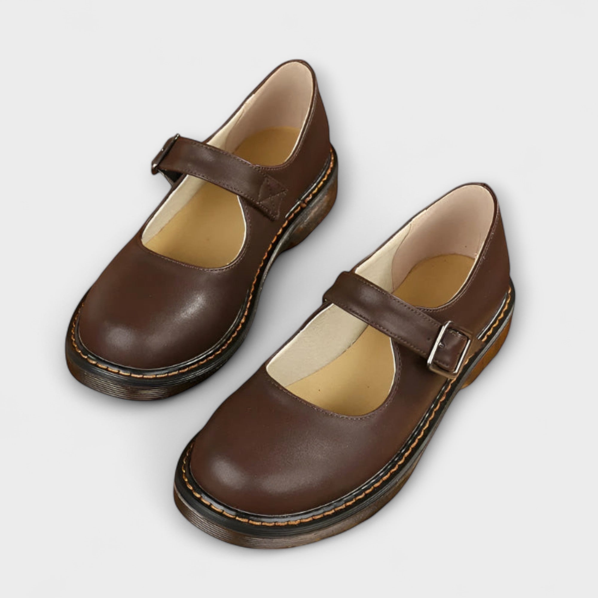 Jolien dames mary jane schoenen met contraststiksels en gesp