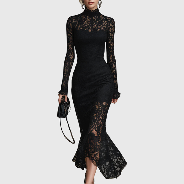 Elegante maxijurk van kant met vissenstaartzoom en slank silhouet voor dames