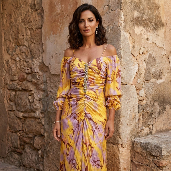 Eefje bloemen maxi-jurk met diepe v-hals