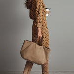 Claudia dames imitatieleer midi-jurk met stippen
