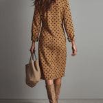 Claudia dames imitatieleer midi-jurk met stippen