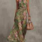 Aafke maxi-jurk met bloemenprint en halternek
