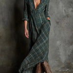 Moira dames geruite maxi-jurk met revers
